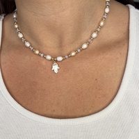שרשרת  Hamsa & Pearl
