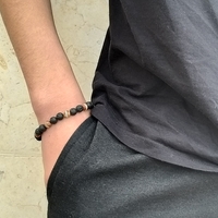צמיד לגבר/אשה אבני לבה ואגת חום טיבטי - תליון מגן דוד