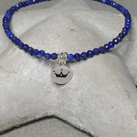 צמיד כסף אבני לפיס לזולי Lapis Lazuli‏ עם תליון כתר