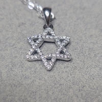 שרשרת כסף 925  תליון מגן דוד משובץ זירקונים