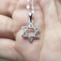 שרשרת כסף 925  תליון מגן דוד משובץ זירקונים