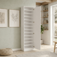 ארון נעליים 13 תאים מעוצב 45×200 עם מראה דגם ריו Rio לבן | מבית WOODY