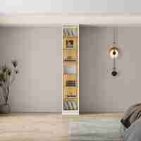 ארון בגדים דלת זכוכית עם תאורת LED רוחב 40 דגם ונציה לבן משולב עץ טבעי | מבית WOODY