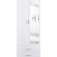 ארון בגדים 2 דלתות 80×220 מראה צד ימין דגם מתן Matan לבן | מבית WOODY