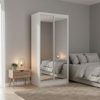 ארון הזזה 2 דלתות 100×220 עם מראות דגם מיאמי Miami לבן | מבית WOODY