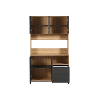 ארון שירות למטבח 120×210 עם מקום למיקרוגל דגם אוריין Orian אפור משולב עץ | מבית WOODY