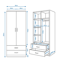 ארון בגדים 2 דלתות 80×220 דגם מתן Matan לבן | מבית WOODY