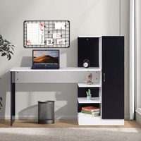 שולחן תלמיד משולב ספרייה דגם טליה Talia לבן משולב שחור | מבית WOODY