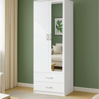 ארון בגדים 2 דלתות 80×220 מראה צד ימין דגם מתן Matan לבן | מבית WOODY