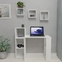 שולחן מחשב כולל ספרייה דגם Libron לבן