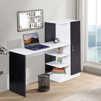 שולחן תלמיד משולב ספרייה דגם טליה Talia לבן משולב שחור | מבית WOODY