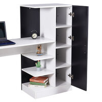 שולחן תלמיד משולב ספרייה דגם טליה Talia לבן משולב שחור | מבית WOODY