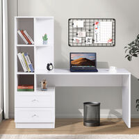 שולחן תלמיד משולב ספרייה דגם שקד Shaked לבן | מבית WOODY