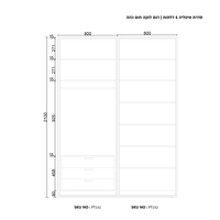 ארון בגדים 5 דלתות זכוכית עם תאורת LED רוחב 200 סדרת איטליה דגם לוקה חום כהה | מבית WOODY