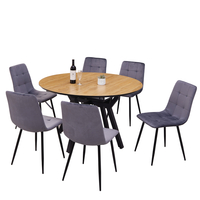 שולחן פינת אוכל עגול נפתח 130-170 דגם אטלס Atlas עץ טבעי רגל שחורה | מבית WOODY