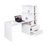 שולחן תלמיד משולב ספרייה דגם שקד Shaked לבן | מבית WOODY