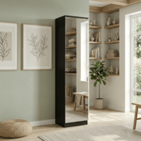 ארון נעליים 13 תאים מעוצב 45×200 עם מראה דגם ריו Rio שחור | מבית WOODY