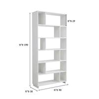 ספריית מדפים מעוצבת רוחב 90 דגם רקפת Rakefet לבן משולב עץ | מבית WOODY