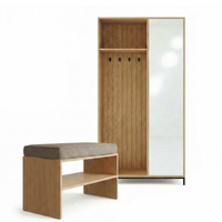 ארון כניסה מעוצב רוחב 100 כולל ספסל ישיבה ומראה דגם טוקיו Tokyo אלון | מבית WOODY