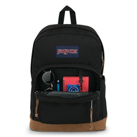 תיק גב ג'נספורט JanSport דגם Right Pack - שחור קלאסי משולב עור