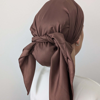 מטפחת מרובעת משי סאטן חום