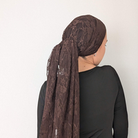 מטפחת לונג - תחרה חומה