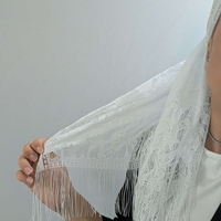 מטפחת לונג תחרה עם פרנזים - לבן