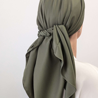 מטפחת מרובעת משי סאטן ירוק זית