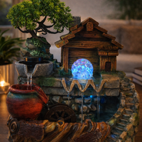 מזרקת מים שולחנית דקורטיבית בעיצוב בית כפרי | מזרקה קטנה להרגעה