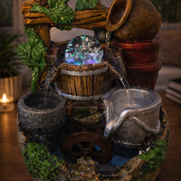 מזרקת מים שולחנית דקורטיבית  קטנה בעיצוב כפרי עם כדור מים זורם