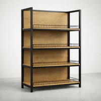 מדפים מתכת בגימור צבע תנור דמוי עץ  מידות: 100×40×190 ס