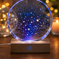 מנורת LED קריסטל עם אפקטים | מנורת לילה דקורטיבית - גודל גדול