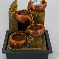 מזרקת מים שולחנית עם מפל קערות | מזרקה דקורטיבית מרגיעה לבית ולמשרד