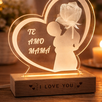 מנורת לב דקורטיבית | מנורת LED רומנטית עם חריטה