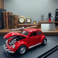 דגם רכב מתכתי לאספנים קלאסי | חיפושית קלאסית מיניאטורית | בהדמיה לרכב אמיתי