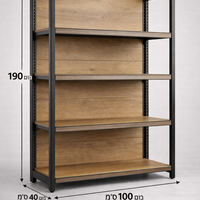 מדפים מתכת בגימור צבע תנור דמוי עץ  מידות: 100×40×190 ס