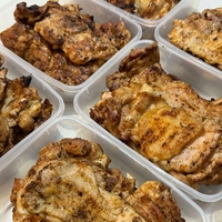 Chicken steak with duck sauce