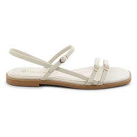 BIANCA BALLTI - סנדלים שטוחים עם רצועות לנשים בצבע לבן