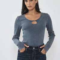 REPLAY - בודיסוט לנשים בצבע אינדיגו עם חיתוך טיפה ומפתח עגול