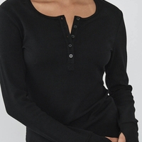 REPLAY - חולצת ריב ארוכה בצבע שחור