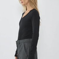 REPLAY - בגד גוף ריב ארוך לנשים בצבע שחור