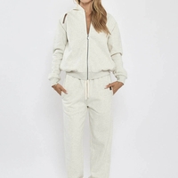 REPLAY - חלפית טרנינג לנשיםי בצבע קרם עם רוכסן קדמי