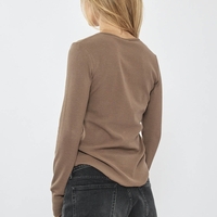 REPLAY - חולצת ריב ארוכה בצבע חום