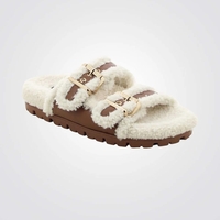 NINE WEST - כפכפי דמוי פרווה לנשים חום