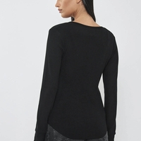 REPLAY - חולצת ריב ארוכה בצבע שחור