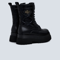 REPLAY - מגפי קומבט לנשים עם פלטפורמה בצבע שחור