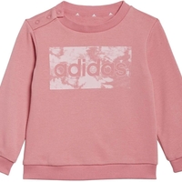 ADIDAS -חליפת לייף סטייל יוניסקס של אדידס לין פרנץ' טרי לתינוקות בגוון ורוד/ורוד שקוף