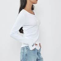 REPLAY - חולצת ריב ארוכה בצבע לבן