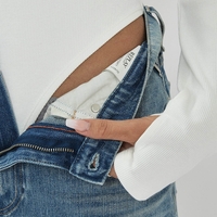 REPLAY - בגד גוף ריב לנשים בצבע לבן עם שרוול ארוך