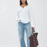 REPLAY - חולצת ריב ארוכה בצבע לבן